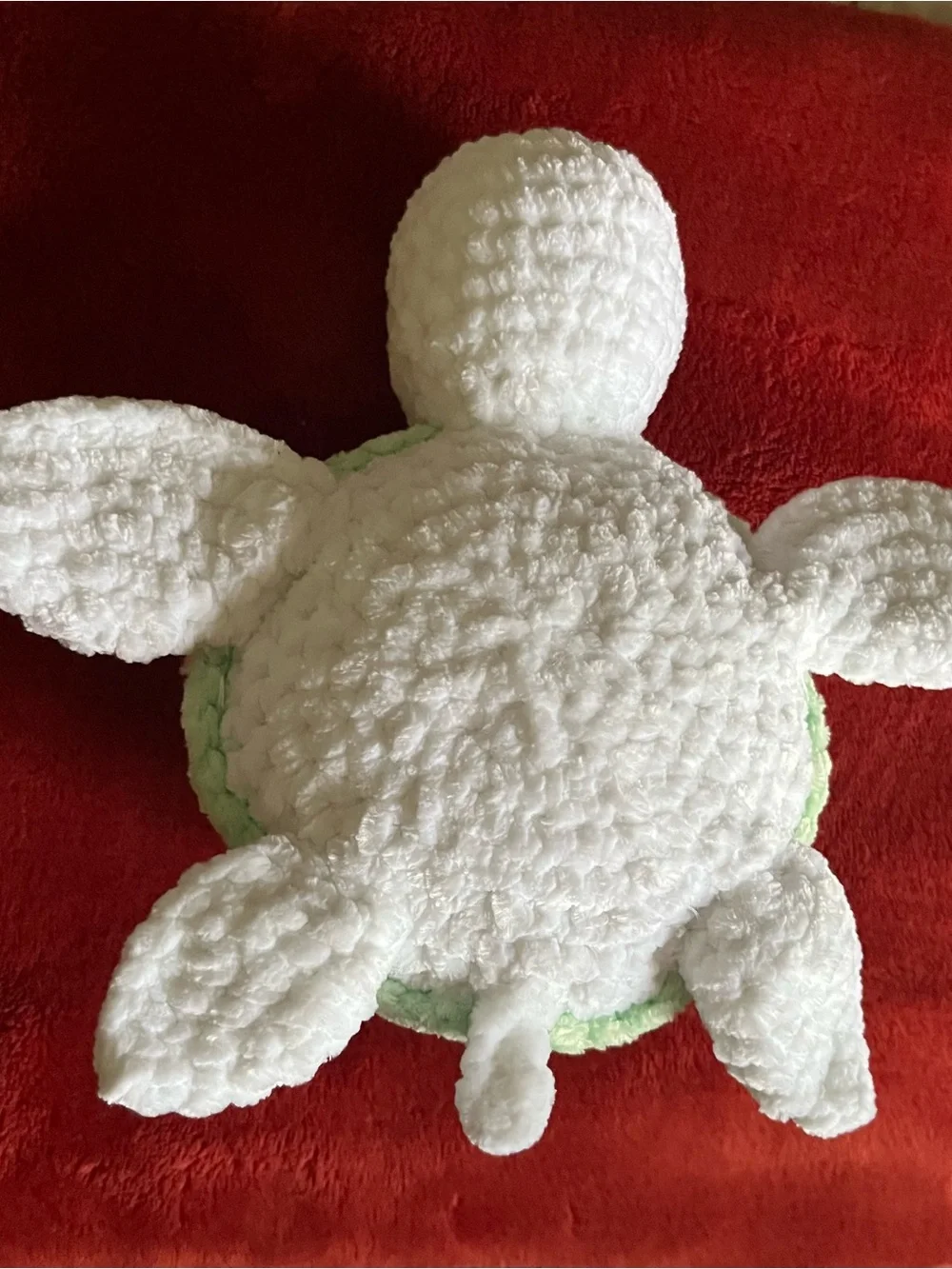 Handmade crochet Plush Turtle Green Shell and Floral Appliqués 9”x8” NWOT